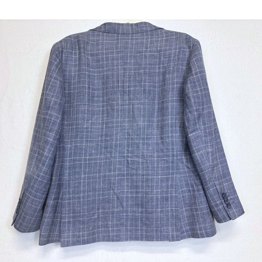 Joseph Abboud Blazer Mens 44S Blue Wool Silk Linen Plaid Sport Coat Heritage